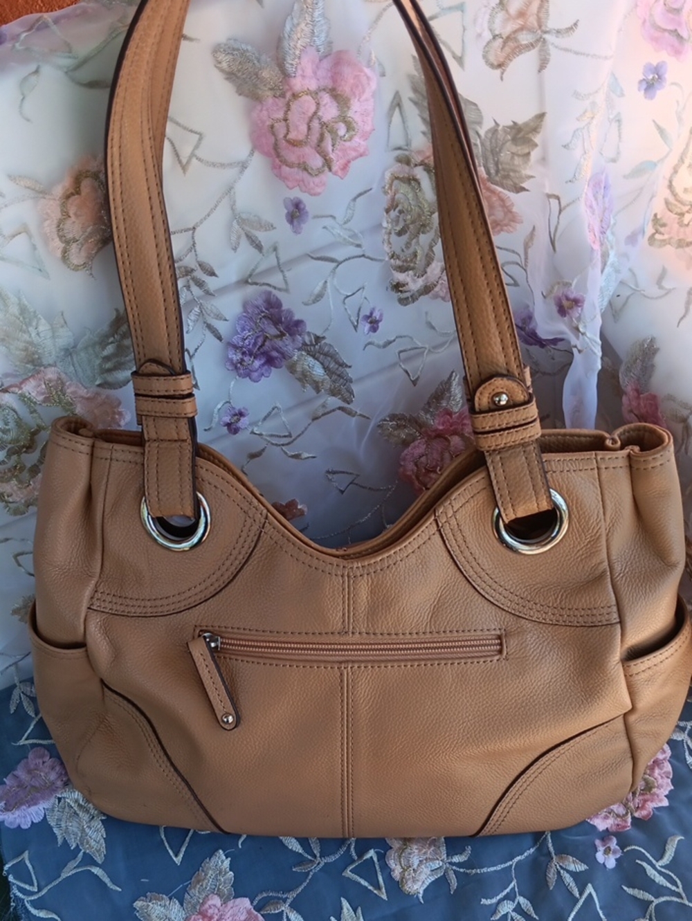 Tignanello Tan Leather Satchel.